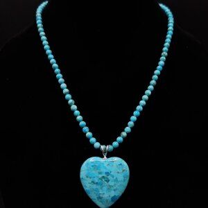 Jay King 925 Sterling Silver Turquoise Necklace With Heart-Shaped Pendant & Adju